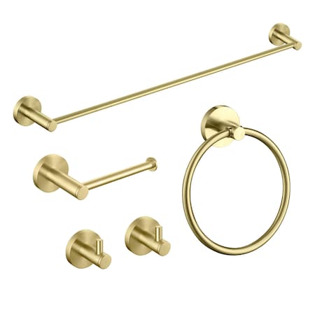 Kibi Circular 5-Piece Bathroom Hardware Set C-KBA14-5BG-1